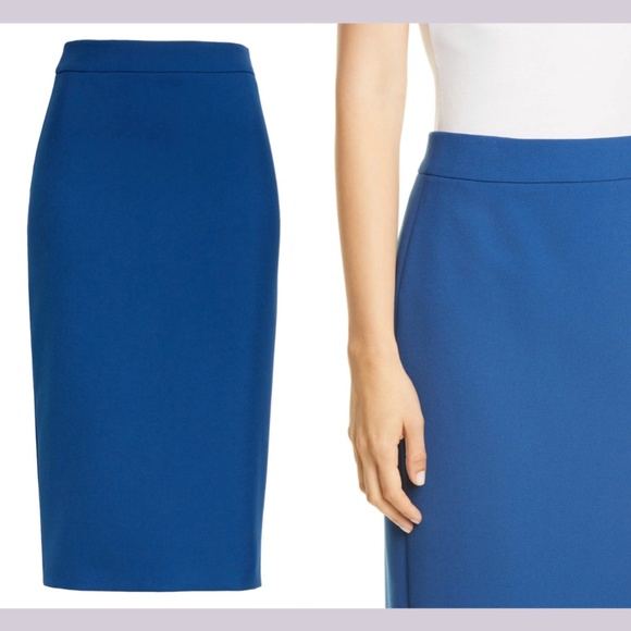 NWT $248 Boss Hugo Boss [ 4 US‎ ] Vinoa Ponte Pencil Skirt in Pilot Blue - Picture 2 of 15